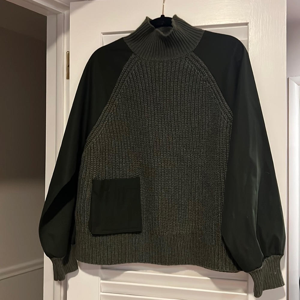 Zara army green knit sweater with almost jacket like sleeves